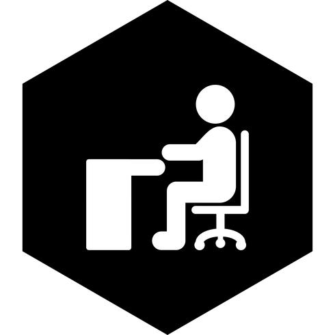 Sentado en el escritorio icono de diseño vector