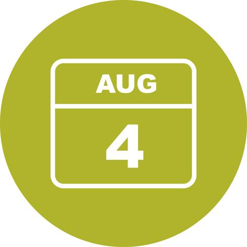 August 4th Date on a Single Day Calendar vector