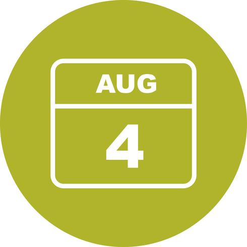 August 4th Date on a Single Day Calendar vector