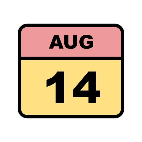 August 14th Date on a Single Day Calendar vector