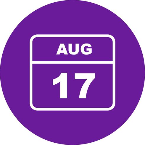 17 de agosto, fecha en un calendario de un solo día vector