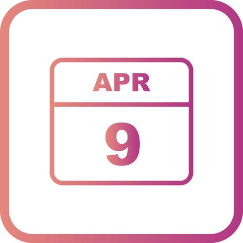 April 9th Date on a Single Day Calendar vector