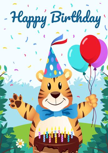 Happy Birthday Animals Illustration vector