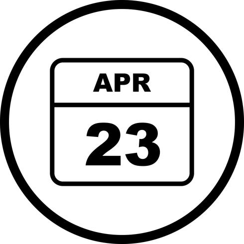 April 23rd Date on a Single Day Calendar vector