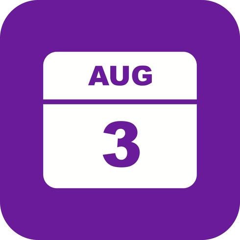 August 3rd Date on a Single Day Calendar vector