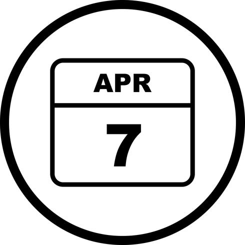 April 7th Date on a Single Day Calendar vector