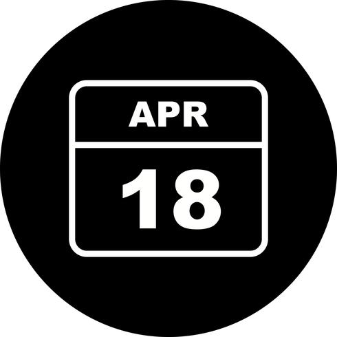 April 18th Date on a Single Day Calendar vector