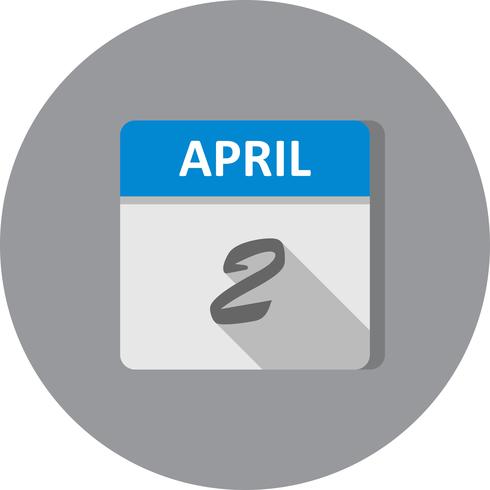 April 2nd Date on a Single Day Calendar vector