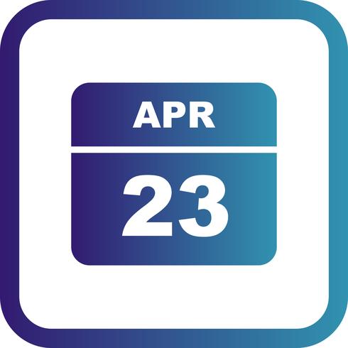 23 de abril, fecha en un calendario de un solo día vector