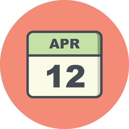 12 de abril Fecha en un calendario de un solo día vector