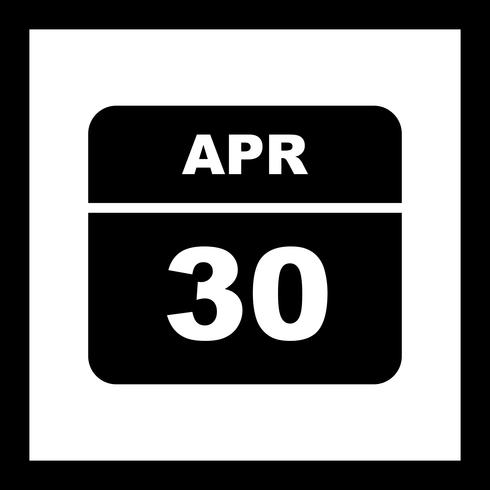 April 30th Date on a Single Day Calendar vector