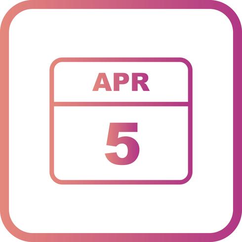 5 de abril Fecha en un calendario de un solo día vector