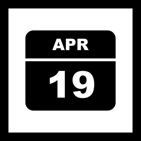 April 19th Date on a Single Day Calendar vector