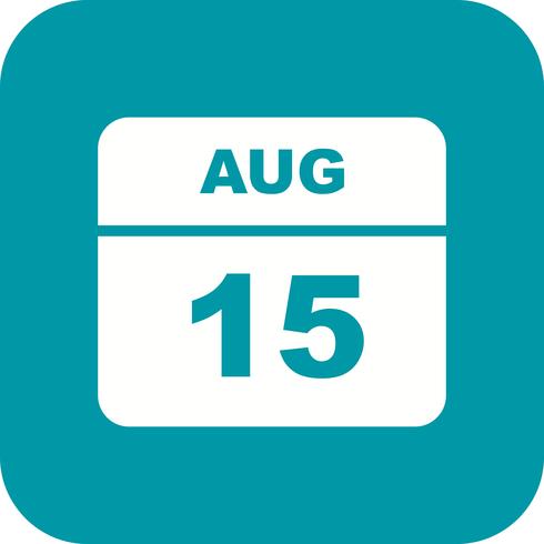 August 15th Date on a Single Day Calendar vector