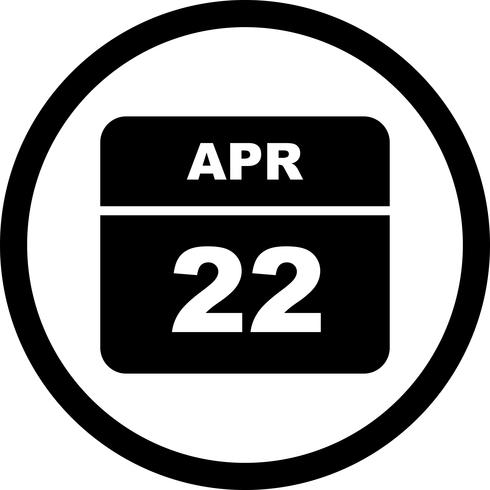 April 22nd Date on a Single Day Calendar vector