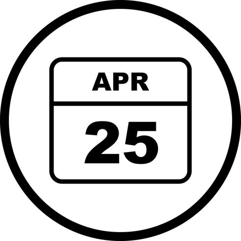 April 25th Date on a Single Day Calendar vector