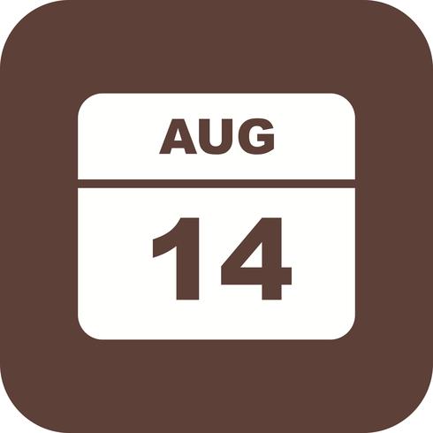 August 14th Date on a Single Day Calendar vector