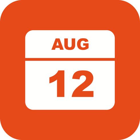 12 de agosto, fecha en un calendario de un solo día vector