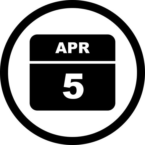 April 5th Date on a Single Day Calendar vector