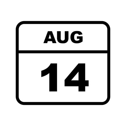 August 14th Date on a Single Day Calendar vector