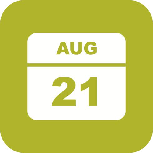 Fecha del 21 de agosto en un calendario de un solo día vector