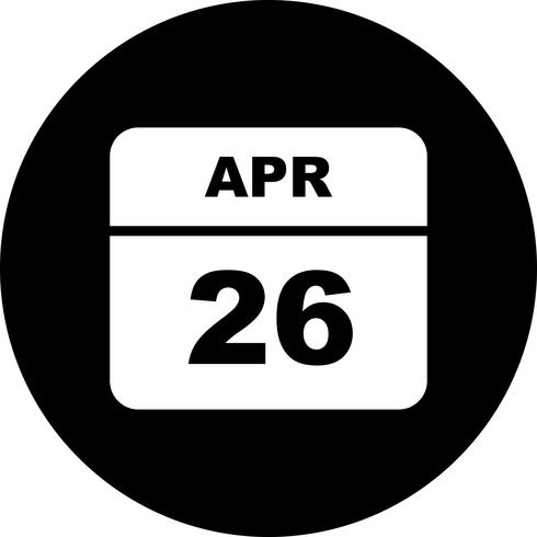 26 de abril Fecha en un calendario de un solo día vector