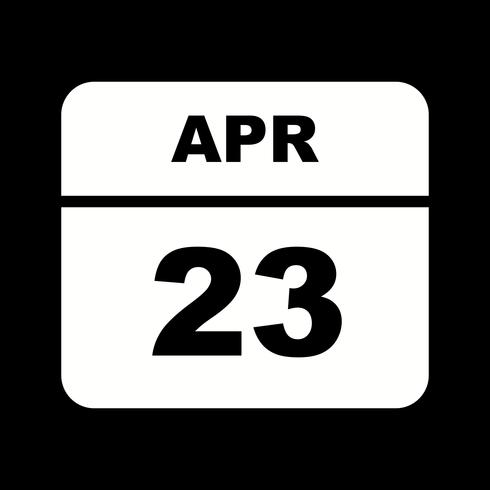 23 de abril, fecha en un calendario de un solo día vector