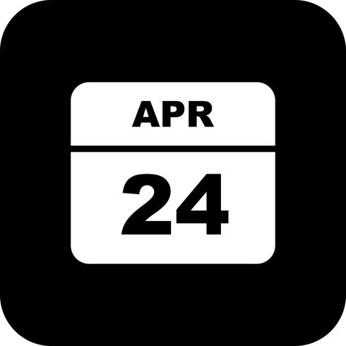 April 24th Date on a Single Day Calendar vector