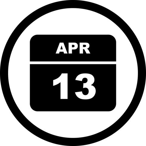 April 13th Date on a Single Day Calendar vector