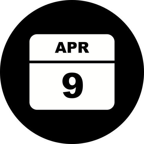 April 9th Date on a Single Day Calendar vector