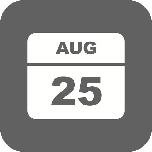 25 de agosto, fecha en un calendario de un solo día vector