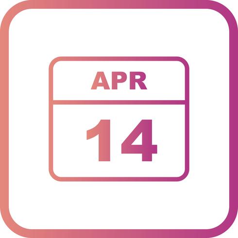 April 14th Date on a Single Day Calendar vector