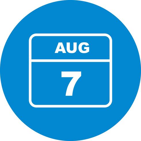 7 de agosto, fecha en un calendario de un solo día vector