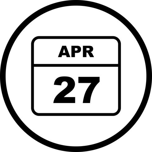 27 de abril Fecha en un calendario de un solo día vector