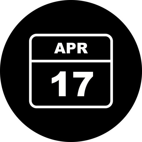 17 de abril Fecha en un calendario de un solo día vector