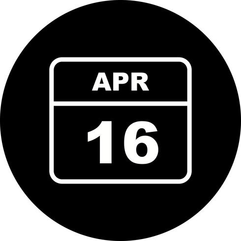 April 16th Date on a Single Day Calendar vector