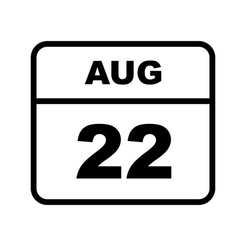 August 22nd Date on a Single Day Calendar vector