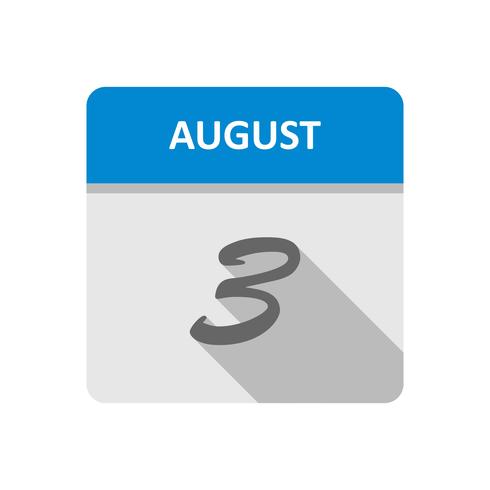 August 3rd Date on a Single Day Calendar vector