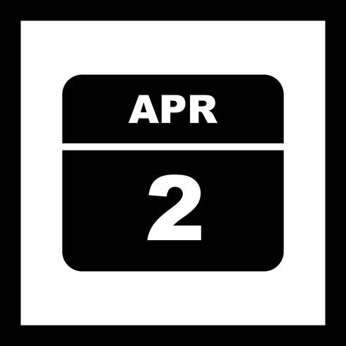 April 2nd Date on a Single Day Calendar vector