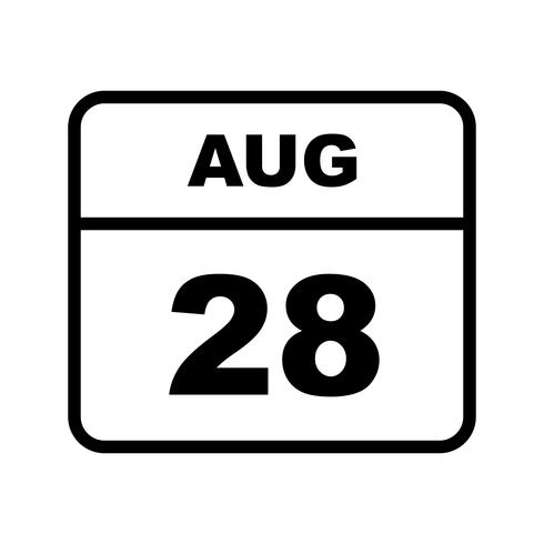 August 28th Date on a Single Day Calendar vector