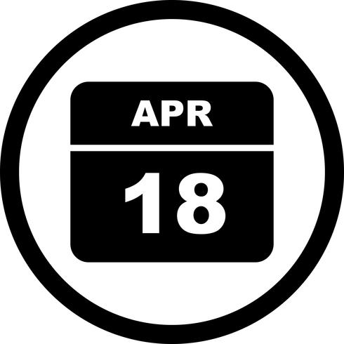 April 18th Date on a Single Day Calendar vector