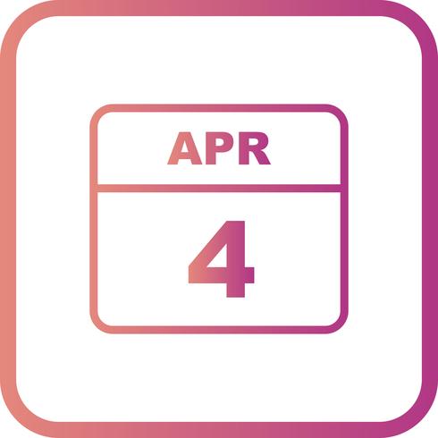 April 4th Date on a Single Day Calendar vector