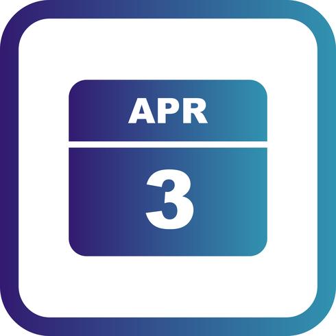 April 3rd Date on a Single Day Calendar vector