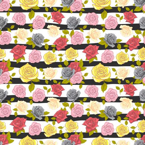 flor rosa de patrones sin fisuras, vector floral rosa de patrones sin fisuras, fondo de flor