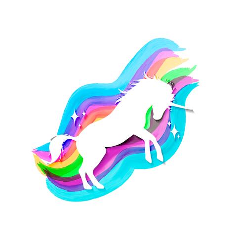 Conjunto de ilustración de mitología de silueta de unicornio, unicornio con acuarela vector