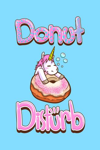 cute unicorn and donuts quotes vector