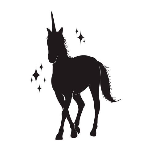 Magic unicorn silhouette, Stylish icons,vintage, background, horses tattoo. vector