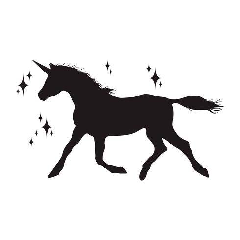 Magic unicorn silhouette, Stylish icons, vintage, background, horses tattoo. vector