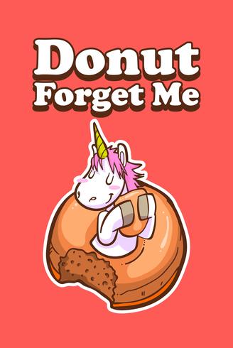 cute unicorn and donuts quotes vector