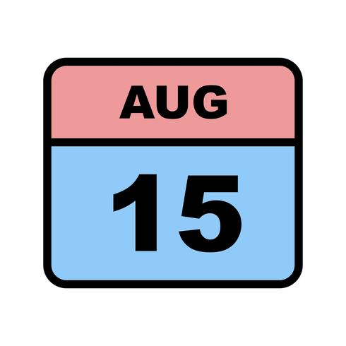 August 15th Date on a Single Day Calendar vector